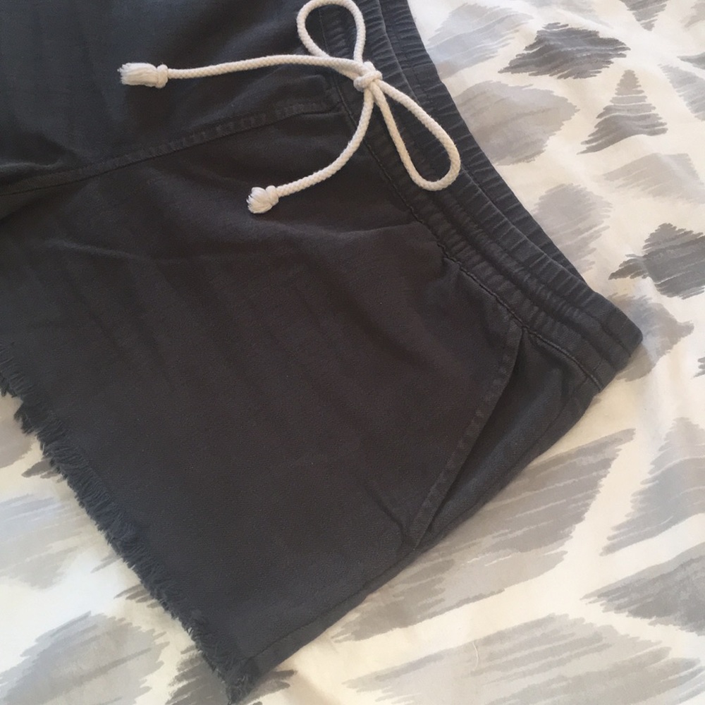 aerie Soft Fringe Shorts in Black Denim - Picture 2 of 3